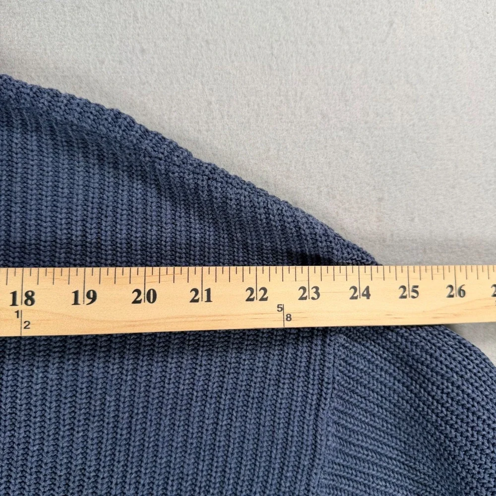 Lunya Good In Bed Navy Blue Chunky Knit Polo Sweater Cotton Silk Mens XS